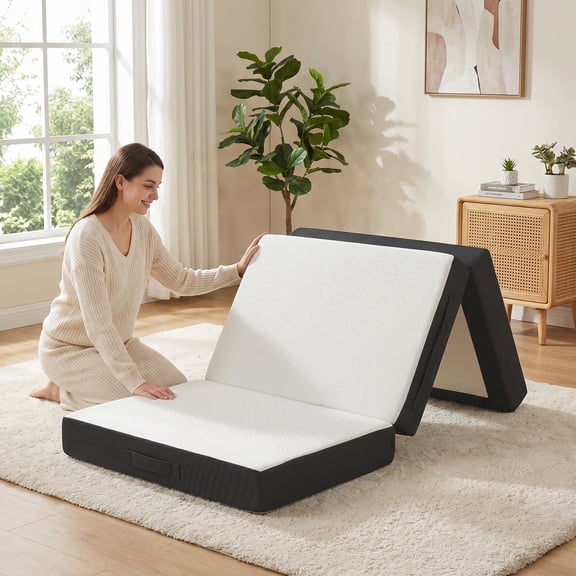 HOMCOM Trifold Mattress, 6 Inch Memory Foam Foldable Mattress, with Washable Cover for Guest, Camping, RV, Travel, Yoga, Made in USA, 75" x 38" x 6"