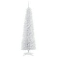 thumbnail image 1 of HOMCOM Unlit Slim Noble Fir Hinged Artificial Christmas Tree with Realistic Plastic Branches and 390 Tips, 6' Tall, White, 1 of 10