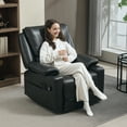 thumbnail image 1 of HOMCOM Vibration Massage Recliner Chair with Heat, Oversized Swivel Rocker, PU Manual Reclining Chair with Footrest, Remote, Pockets, Black, 1 of 9