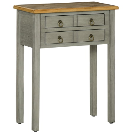 Homiyad Vintage Console Table with 2 Drawers, Retro Entryway Table for Hallway, Living Room and Hallway, Gray