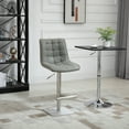 thumbnail image 1 of HOMCOM Vintage PU Leather Bar Stool with Stainless Steel Base, Adjustable Counter Height Bar Chair Swivel Barstool with Back, Footrest, Grey, 1 of 9