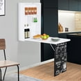 thumbnail image 1 of HOMCOM Wall Mounted Foldable Desk with a Blackboard, Fold Out Convertible Floating Desk with Shelves, White, 1 of 9