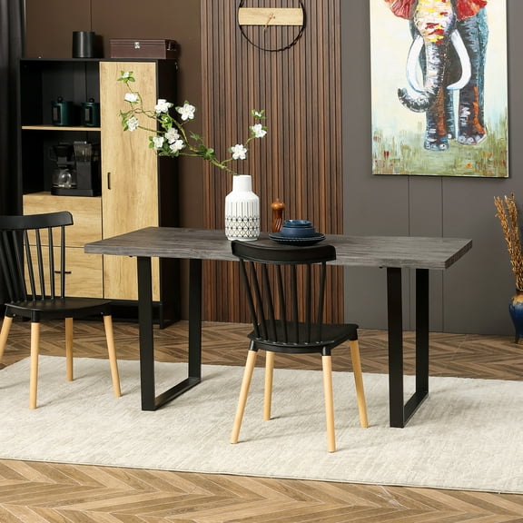 Dining Table with Sturdy Legs - Kitchen Table for 6 People