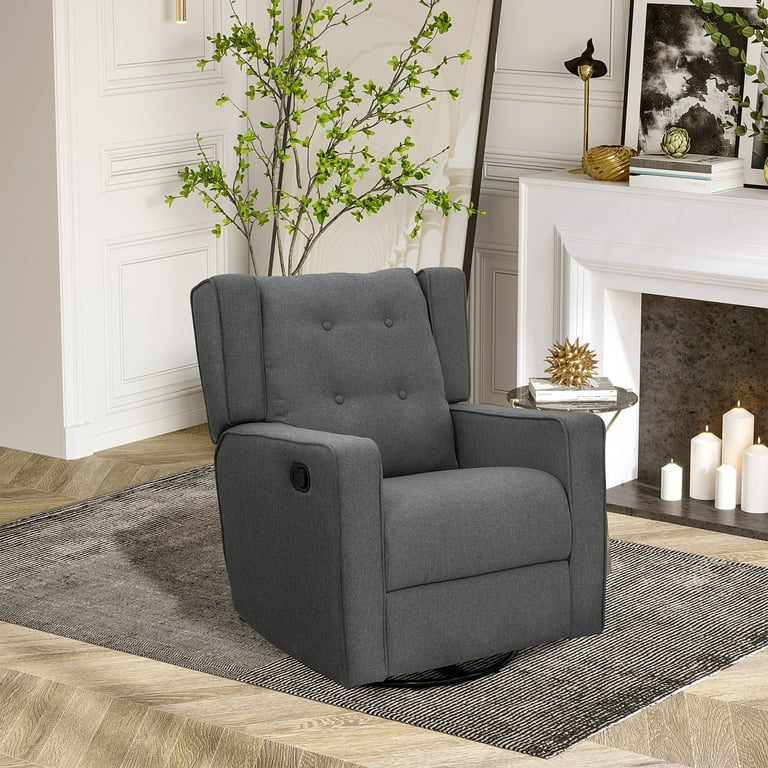 HOMCOM Wingback Swiveling Glider Rocker, Reclining Chair for