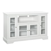 HOMCOM Wood Sideboard Console w/ Shelves & Glass Door Storage Cabinet, White