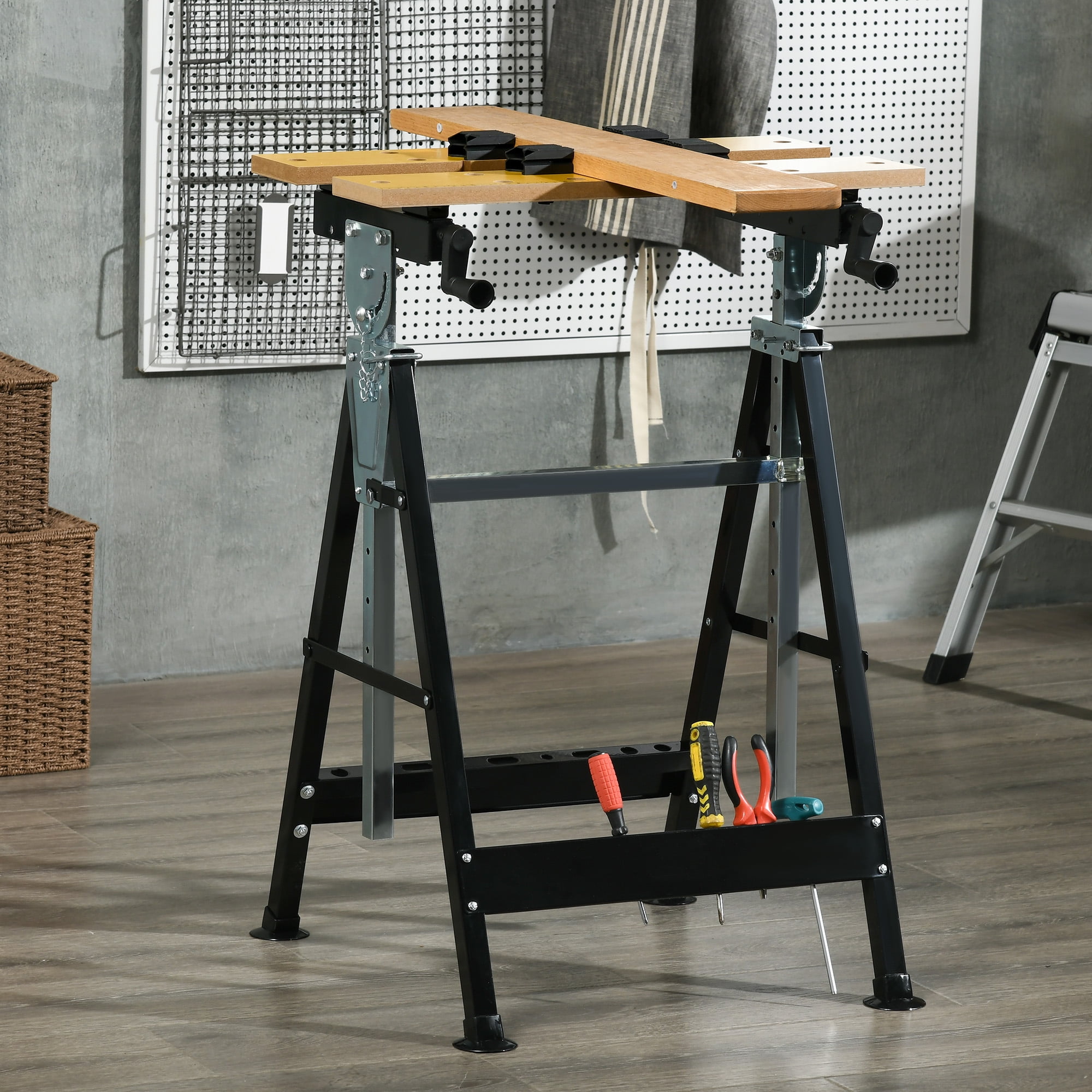 HOMCOM Portable Table Top Workbench with Adjustable Height