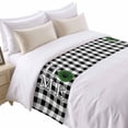 thumbnail image 1 of HOME Bed Runner for Twin Size Bed, Green Wreath Black White Plaid Farmhouse Soft Bedding Scarf Bedding Protector Slipcover Sofa Throw for Bedroom Hotel Guesthouse, 1 of 8