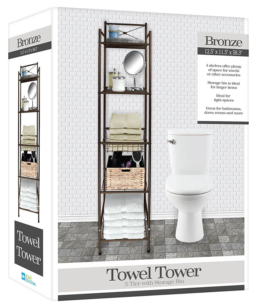 HOME COLLECTIONS 5 TIER TOWEL TOWER BRONZE