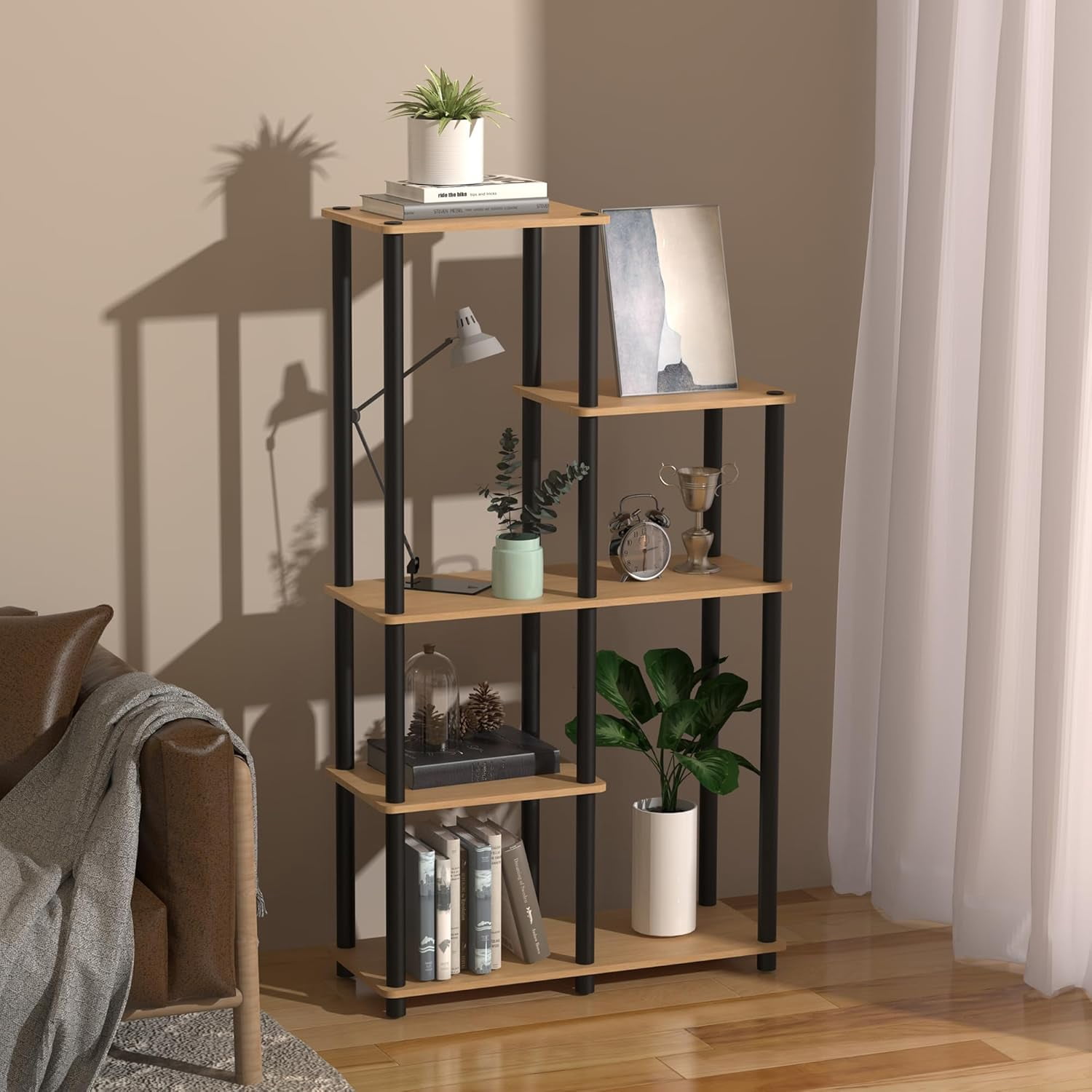 HOME CUBE 5Tier Bookshelf Bookcase Stand for Home Library Free Standing ...