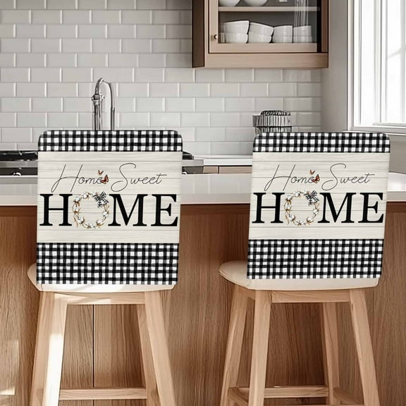 HOME Chair Covers Set of 4 Farmhouse Cotton Butterfly Chair Back Covers Stretch Removable Washable Chairs Slipcovers Chair Protector for Dining Room Kitchen Party Decor