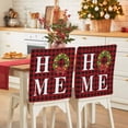 thumbnail image 1 of HOME Christmas Wreath Chair Covers Set of 1 Bow Vintage Red Black Check Chair Back Covers Stretch Removable Washable Slipcovers Protector for Dining Room Kitchen Party Decor, 1 of 5