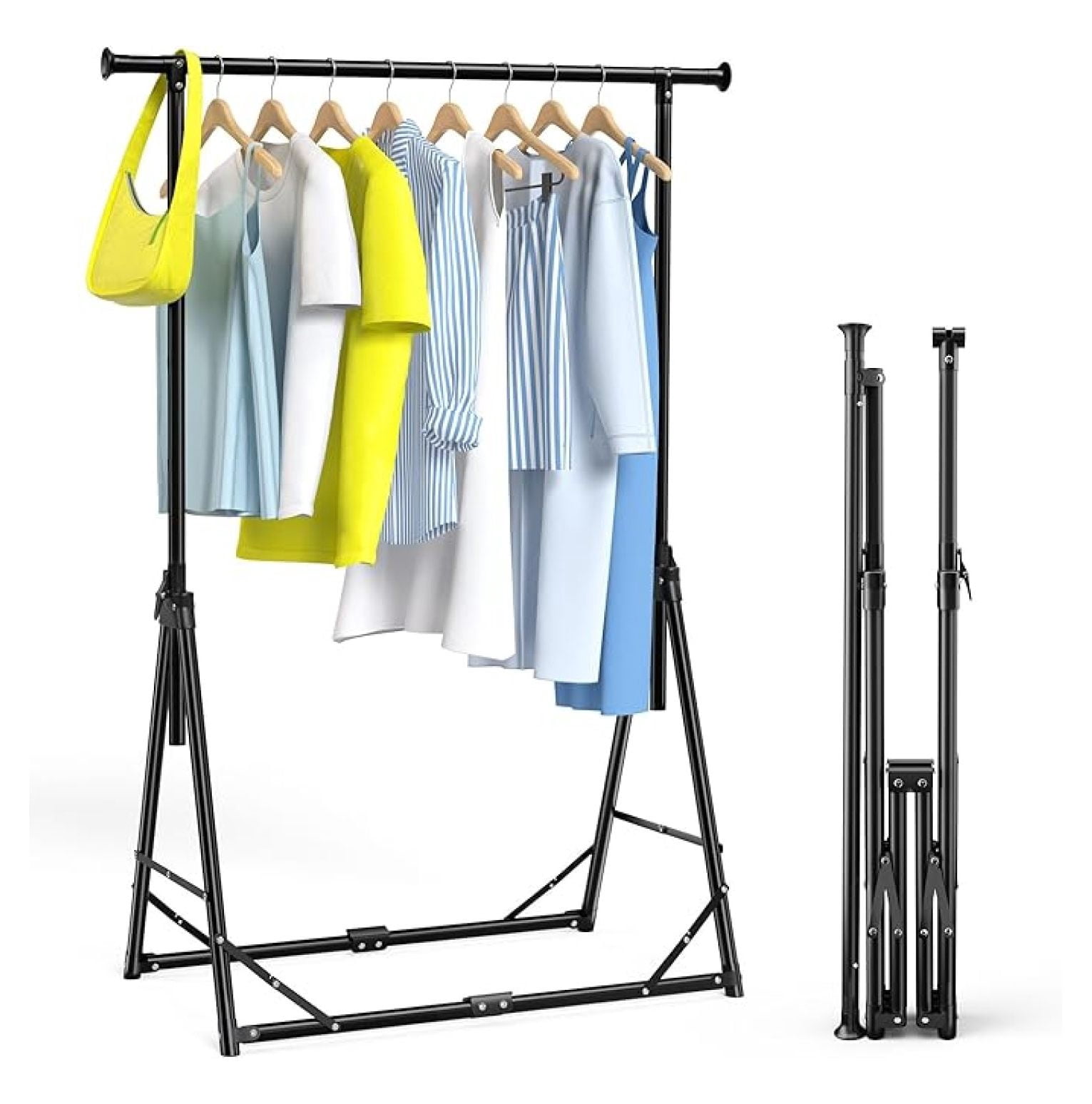 HOME Clothes Rack Foldable Clothing Rack, 64.5''H Collapsible Garment ...