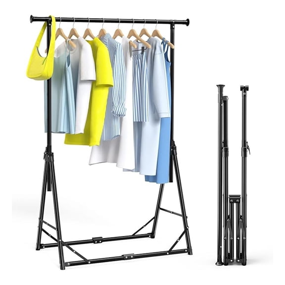 HOME Clothes Rack Foldable Clothing Rack, 64.5''H Collapsible Garment Rack with 4 levels Adjustable Height, Portable Coat Rack for Travel, Camping, Drying, RV, Indoor, Outdoor, Easy Assemble