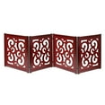 thumbnail image 1 of HOME DISTRICT Dog Gate Freestanding Pet Gate 4-Panel & 3 Panel Pet Gate for Dogs Folding Dog Gate Quadfold & Trifold Pet Gate for Small Dogs Decorative Pet Gate for Dogs Indoor, Mahogany Scroll 81x27", 1 of 7
