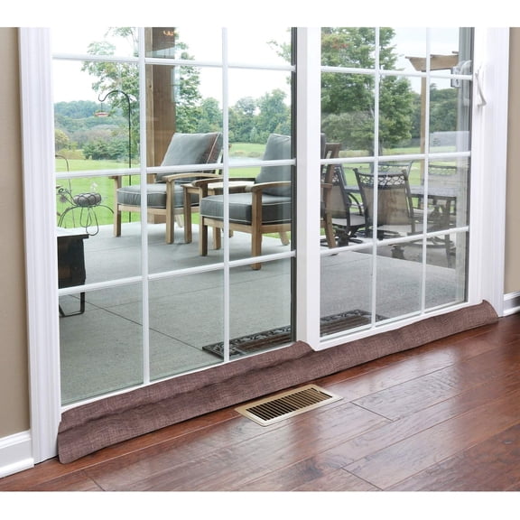 HOME DISTRICT Sliding Door Draft Stopper - Glass Blocker, Patio Under Stopper, Air Blocker Dodger Approx. 71" Long Brown Tweed