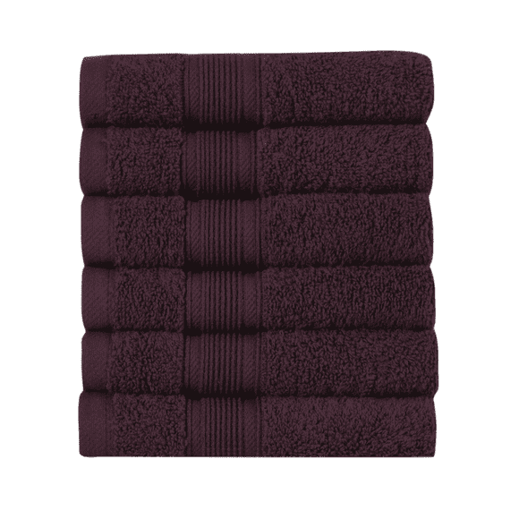 HOME ESSENTIALS 100% Cotton Luxury Hand Towels for Bathroom 12"x12", 600 GSM Soft Travel Face Towel Set of 6, Quick Dry Gym Towel, Hotel Bathroom Essentials, Super Absorbent Turkish Towel, Purple