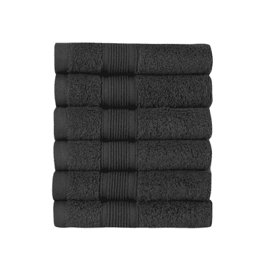 HOME ESSENTIALS 100% Cotton Luxury Hand Towels for Bathroom 12"x12", 600 GSM Soft Travel Face Towel Set of 6, Quick Dry Gym Towel, Hotel Bathroom Essentials, Super Absorbent Turkish Towel, Dark Grey