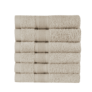 HOME ESSENTIALS 100% Cotton Luxury Hand Towels for Bathroom 12"x12", 600 GSM Soft Travel Face Towel Set of 6, Quick Dry Gym Towel, Hotel Bathroom Essentials, Super Absorbent Turkish Towel, Beige