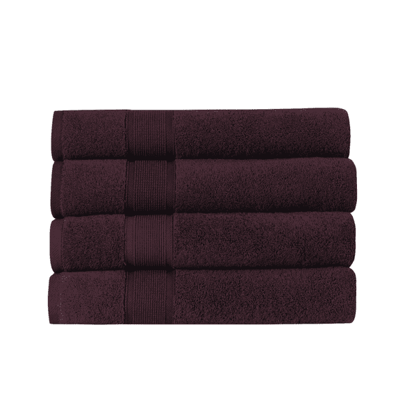 HOME ESSENTIALS 100% Cotton Luxury Turkish Bath Towels Set of 4, 600 GSM Super Absorbent Towels 27"x54", Lightweight Travel Towel, Quick Dry Towels for Spa, Hotel Bathroom Essentials, Purple