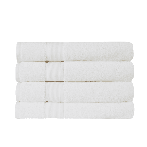 HOME ESSENTIALS 100% Cotton Luxury Turkish Bath Towels Set of 4, 600 GSM  Super Absorbent Towels 27"x54", Lightweight Travel Towel, Quick Dry Towels for Spa, Hotel Bathroom Essentials, White