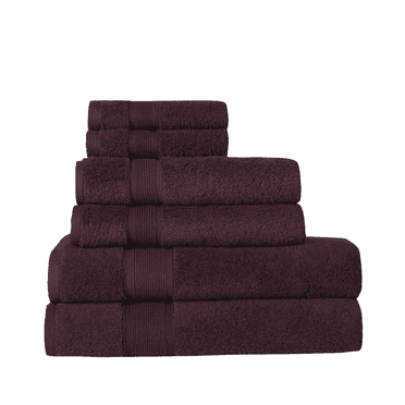 HOME ESSENTIALS 100% Cotton Luxury Turkish Wash Cloths and Bath Towels Set of 6, 600 GSM Lightweight Super Absorbent Travel Towels Pack, Quick Dry Towels for Spa, Hotel Bathroom Essentials, Purple
