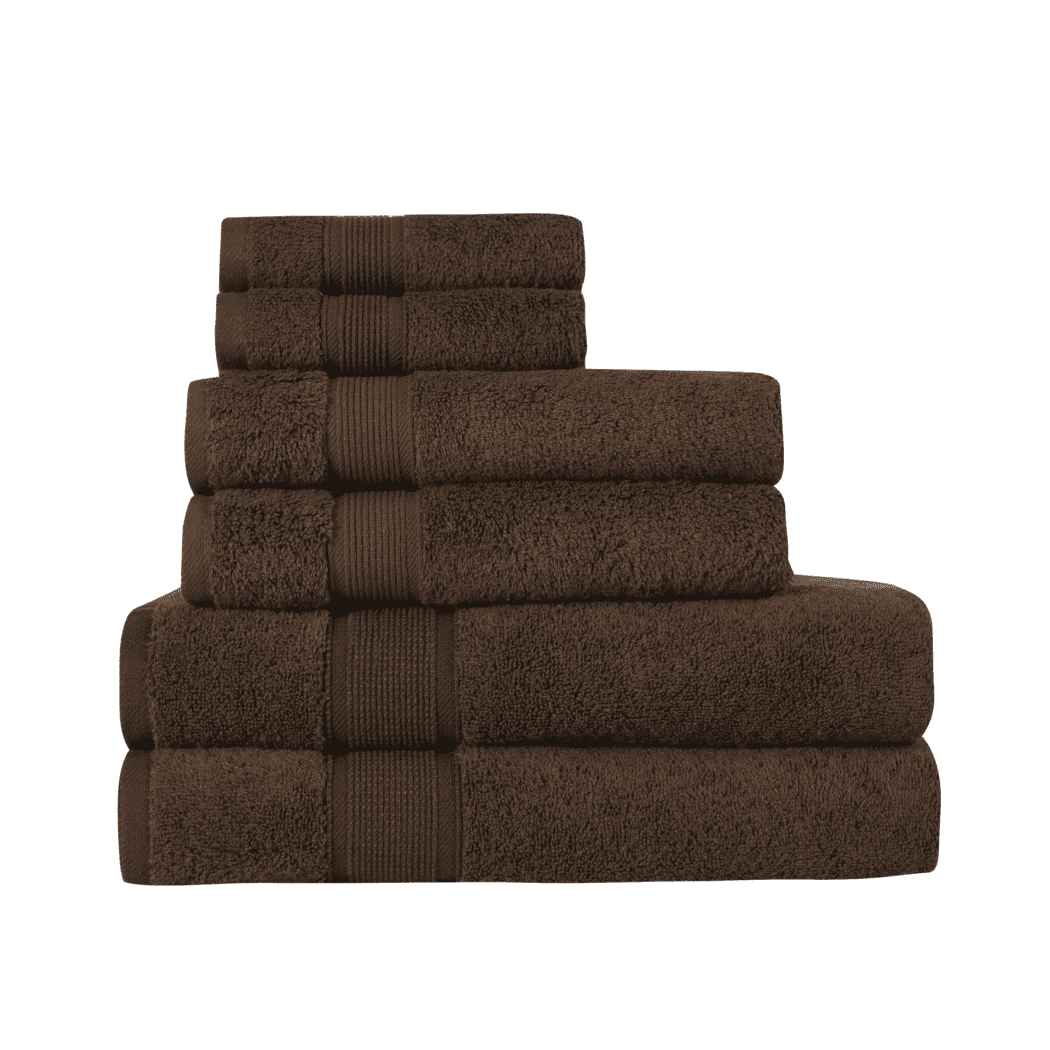 HOME ESSENTIALS 100% Cotton Luxury Turkish Wash Cloths and Bath Towels Set of 6, 600 GSM Lightweight Super Absorbent Travel Towels Pack, Quick Dry Towels for Spa, Hotel Bathroom Essentials, Brown