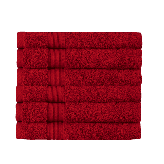 HOME ESSENTIALS Set of 6 Turkish Hand Towels for Bathroom 100% Cotton, 600 GSM Soft Touch, Fluffy, Easy Dry, Luxurious, Comfortable, Sustainable Turkish Towel 16"x30" Red