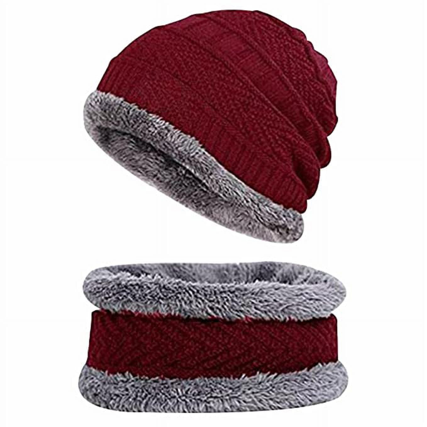 Red Ultra Soft Unisex Woolen Beanie Cap Plus Muffler Scarf Set