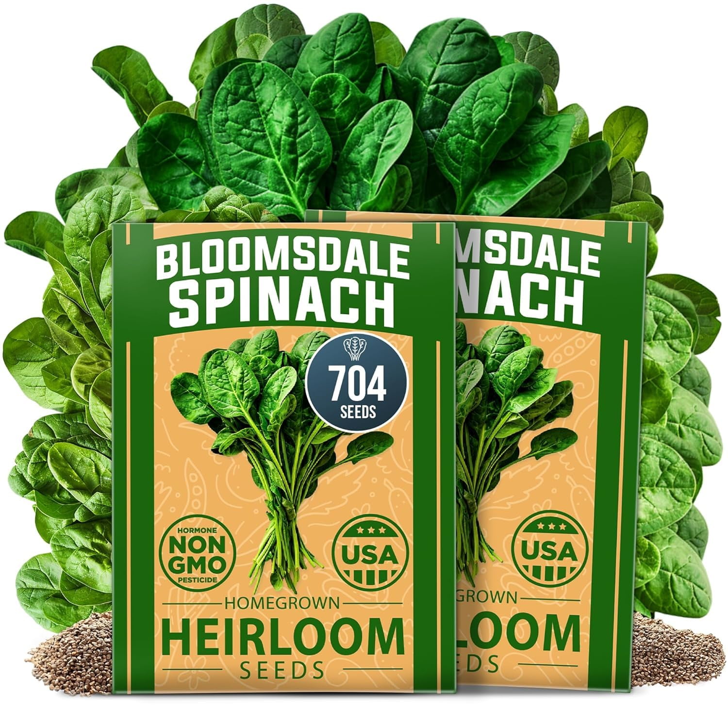 HOME GROWN Bloomsdale Spinach MMF7 Seeds 2 Bulk Packs (Spinacia