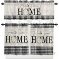 thumbnail image 1 of HOME Kitchen Curtains and Valances Set, Farmhouse Cotton Butterfly Rod Pocket Window Valance 18 Inch Black Plaid Wood Grain Window Curtain Panels for Living Room Bedroom Laundry, 27.5x24in, 3 Pieces, 1 of 6