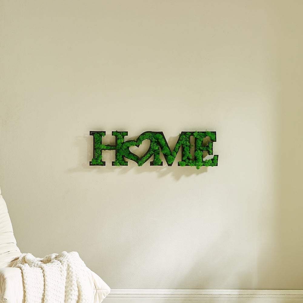 "HOME" Letter Art Moss Wall Decor Heartfelt Greenery