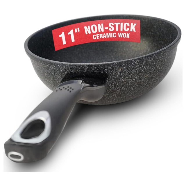 HOME N KITCHENWARE Nonstick Ceramic Wok, Frying Pan Premium 9Layered