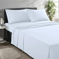 thumbnail image 1 of Home Prides 100% Cotton Queen Sheets Set, 200 Thread Count, Cool Crisp Percale 4-Piece Bedding Set, 15" deep pocket, OEKO-TEX Certified Bed Sheets, White, 1 of 9