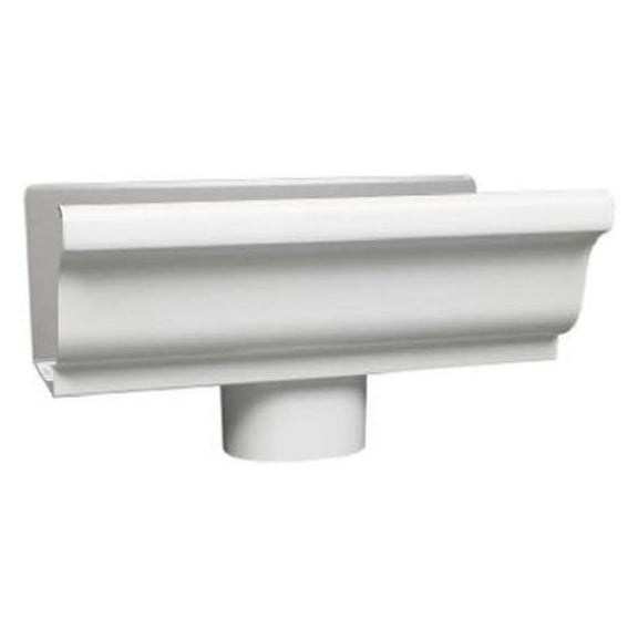 HOME PRODUCTS 19010 4-Inch White Galvanized Gutter End/Drop - Durable Steel End Piece for 4" Gutters - Easy Installation - Made in China