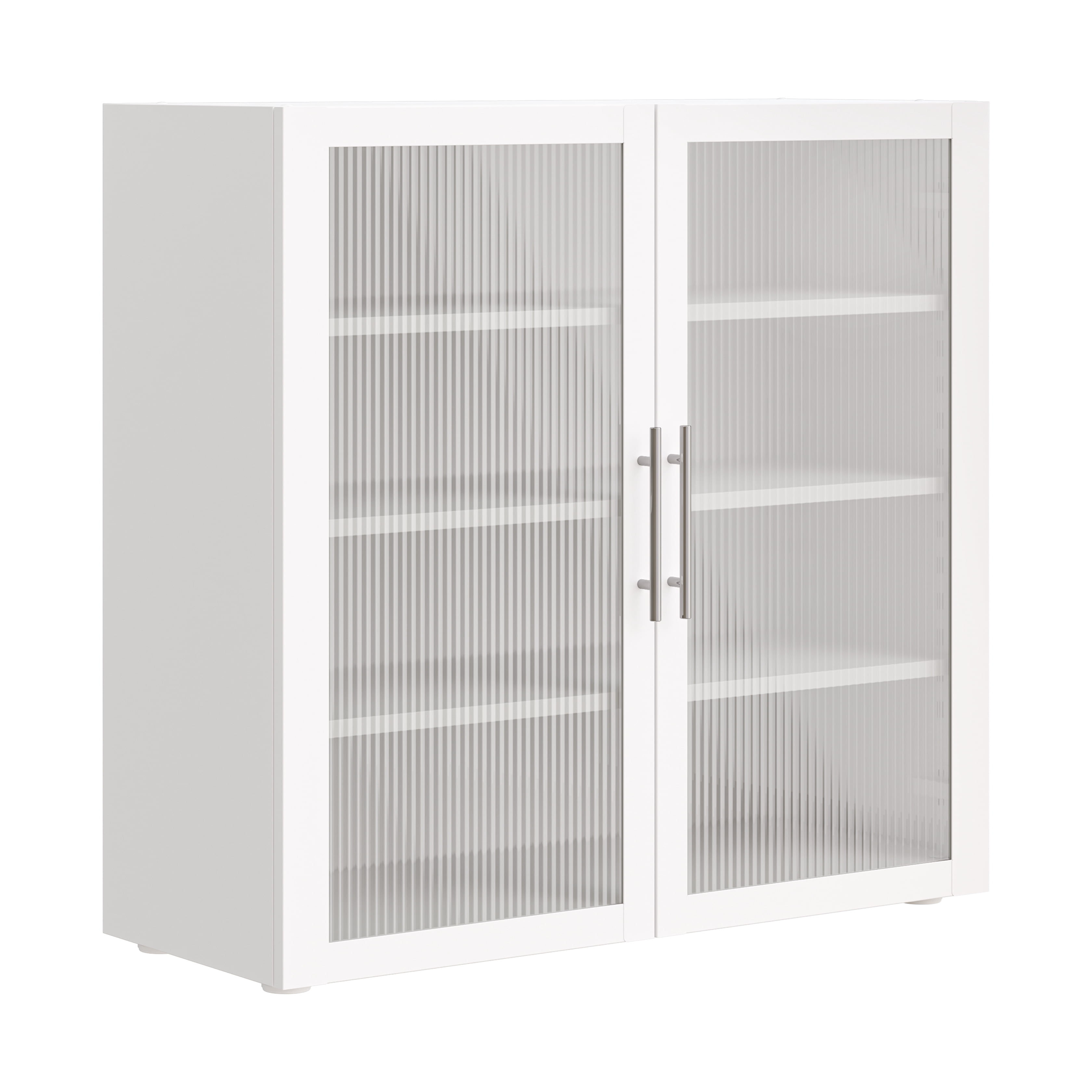 HOME Steel Storage Cabinet, Stackable Display Case, 36"W x 14"D, White