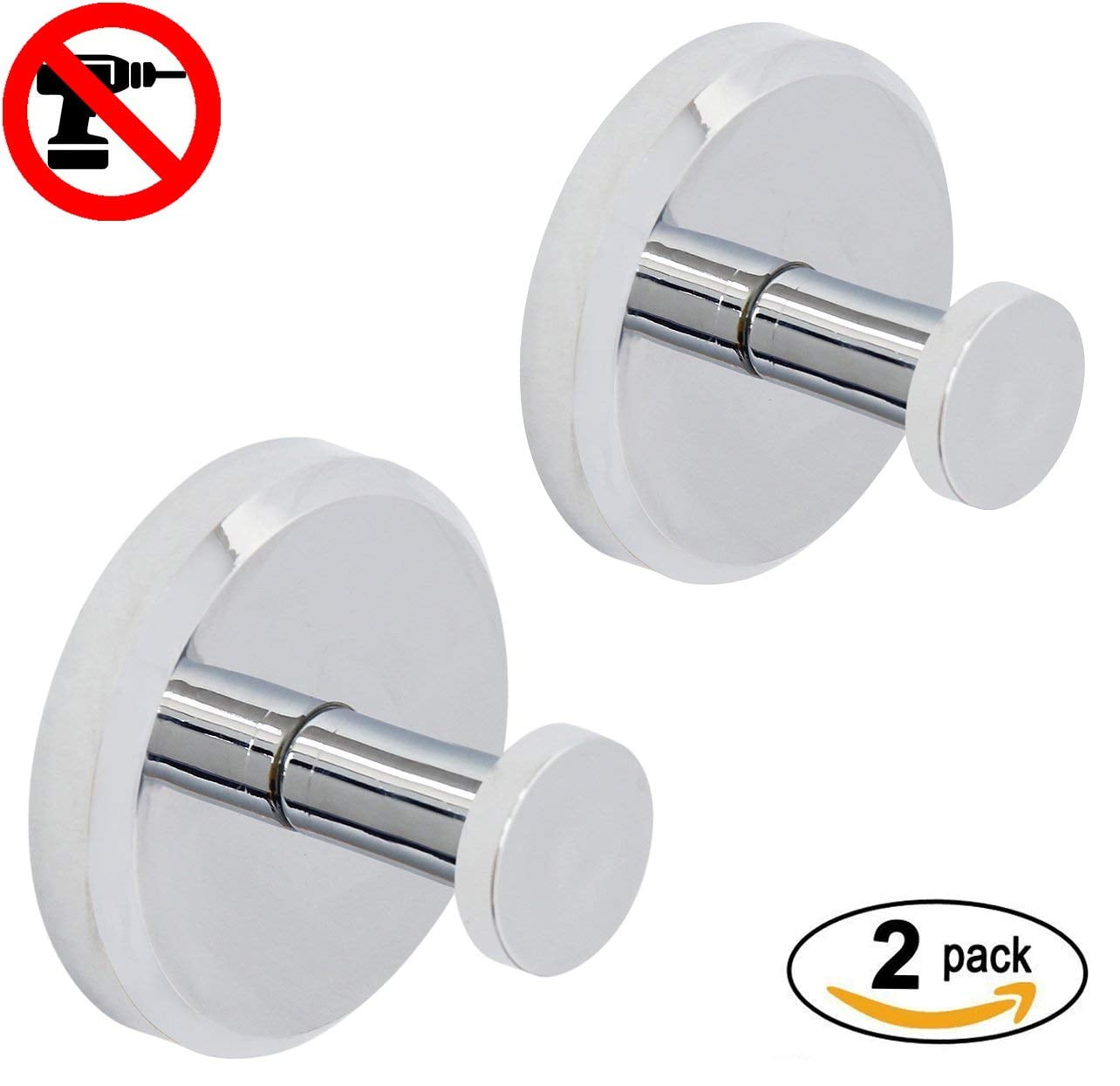 HOME SO Suction Cup Hooks for Shower, Bathroom, Kitchen, Glass Door, Mirror, Tile - Loofah, Towel, Coat, Bath Robe Hook Holder for Hanging up to 15 lbs - Waterproof & Rustproof, Chrome (2-Pack)