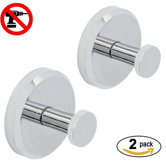 HOME SO Suction Cup Hooks for Shower, Bathroom, Kitchen, Glass Door, Mirror, Tile - Loofah, Towel, Coat, Bath Robe Hook Holder for Hanging up to 15 lbs - Waterproof & Rustproof, Chrome (2-Pack)