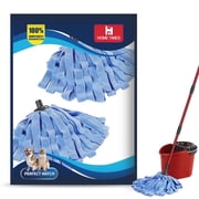 HOME TIMES 2 PCS Mop Refills Compatible with O-Cedar Microfiber Wet Mop, Reusable Mop Replacements for Wet and Dry Use Blue, 2 Pack