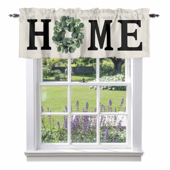 HOME Valance Curtain Vintage Linen Bottom Window Valances Rod Pocket Short Curtains Window Treatments for Kitchen Bedroom Bathroom Laundry 56" x 16"