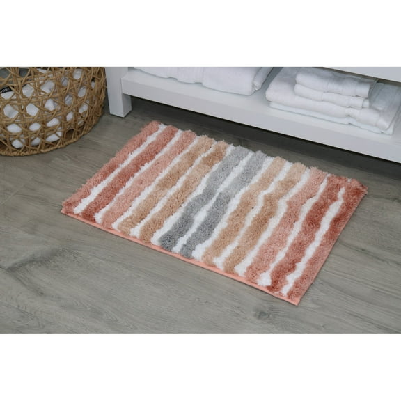 HOME WEAVERS INC Bathroom Rugs, Extra Soft Bath Rug, Non-Slip, 17x24, Coral