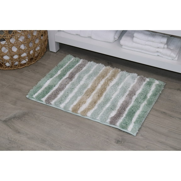 HOME WEAVERS INC Bathroom Rugs, Extra Soft Bath Rug, Non-Slip, 17x24, Green