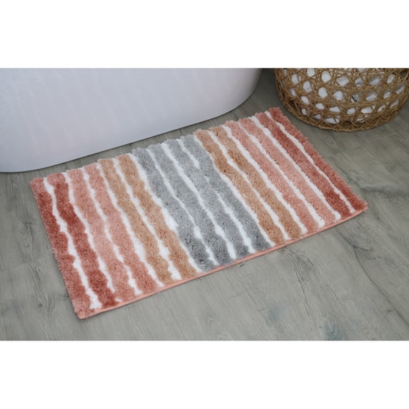 Bathroom Rugs, Extra Soft Absorbent Bath Rugs, Non-Slip, Quick Drying, Machine Washable, Plush Comfort for Bathroom Floor, Tub, Shower and Home Decor Accessories, 20x32, Coral