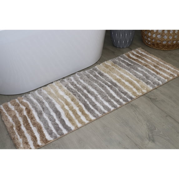 Bathroom Runner Rugs, Extra Soft Absorbent Bath Rugs, Non-Slip, Quick Drying, Machine Washable, Plush Comfort for Bathroom Floor, Tub, Shower and Home Decor Accessories, 21x54, Linen