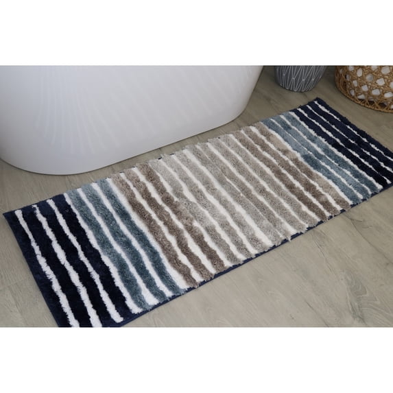 Bathroom Runner Rugs, Extra Soft Absorbent Bath Rugs, Non-Slip, Quick Drying, Machine Washable, Plush Comfort for Bathroom Floor, Tub, Shower and Home Decor Accessories, 21x54, Navy