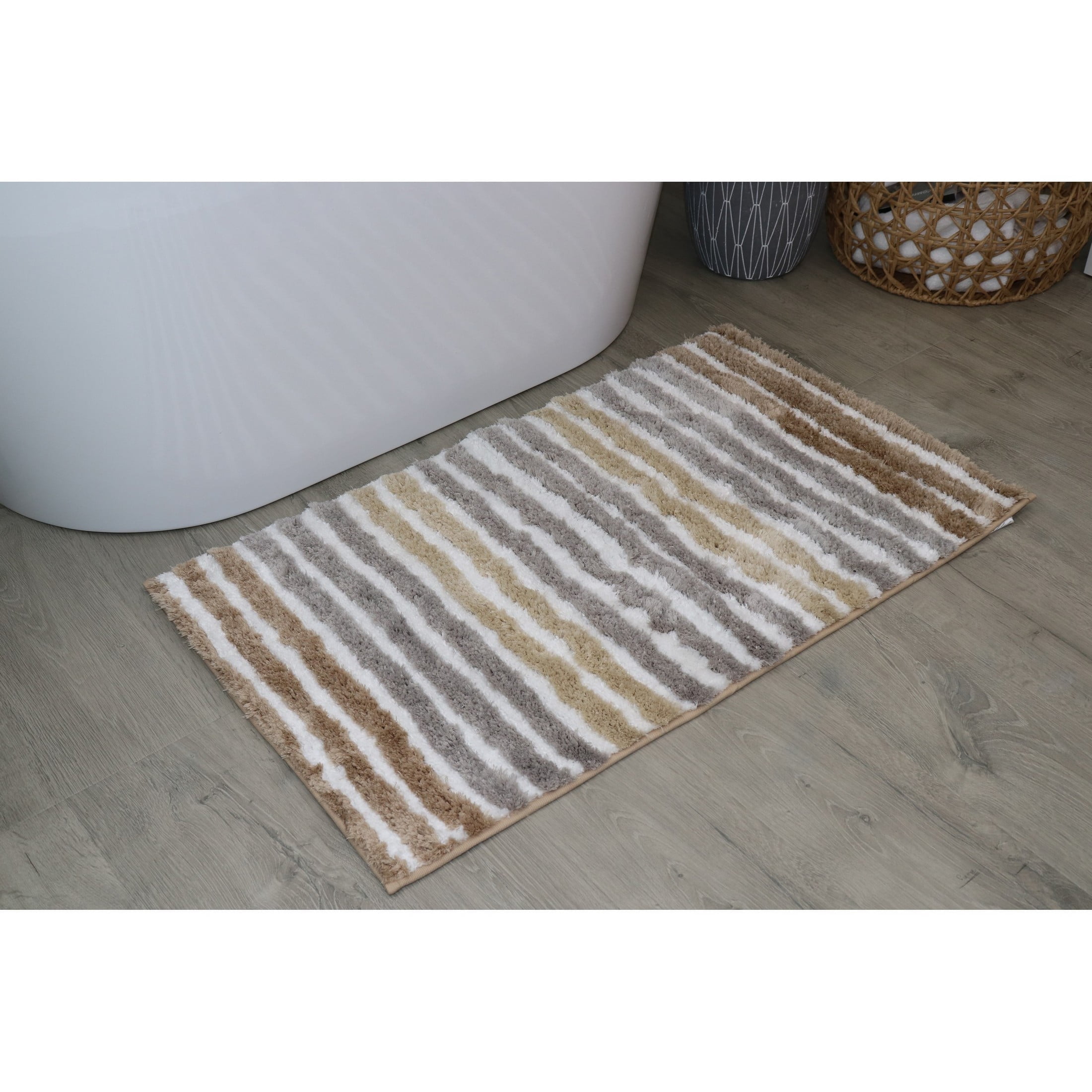 Bathroom Rugs, Extra Soft Absorbent Bath Rugs, Non-Slip, Quick Drying, Machine Washable, Plush Comfort for Bathroom Floor, Tub, Shower and Home Decor Accessories, 24x40, Linen
