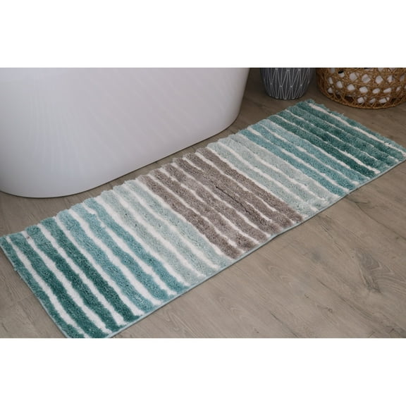 HOME WEAVERS INC Bathroom Rugs, Soft Bath Rug, Non-Slip, 21x54, Turquoise