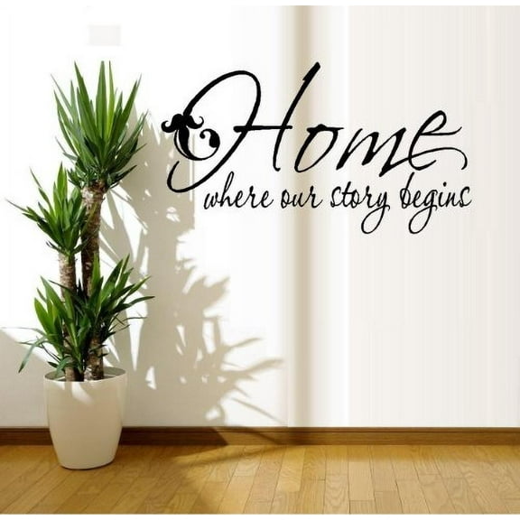 HOME WHERE OUR STORY BEGINS ~ WALL DECAL, 12" x 22"