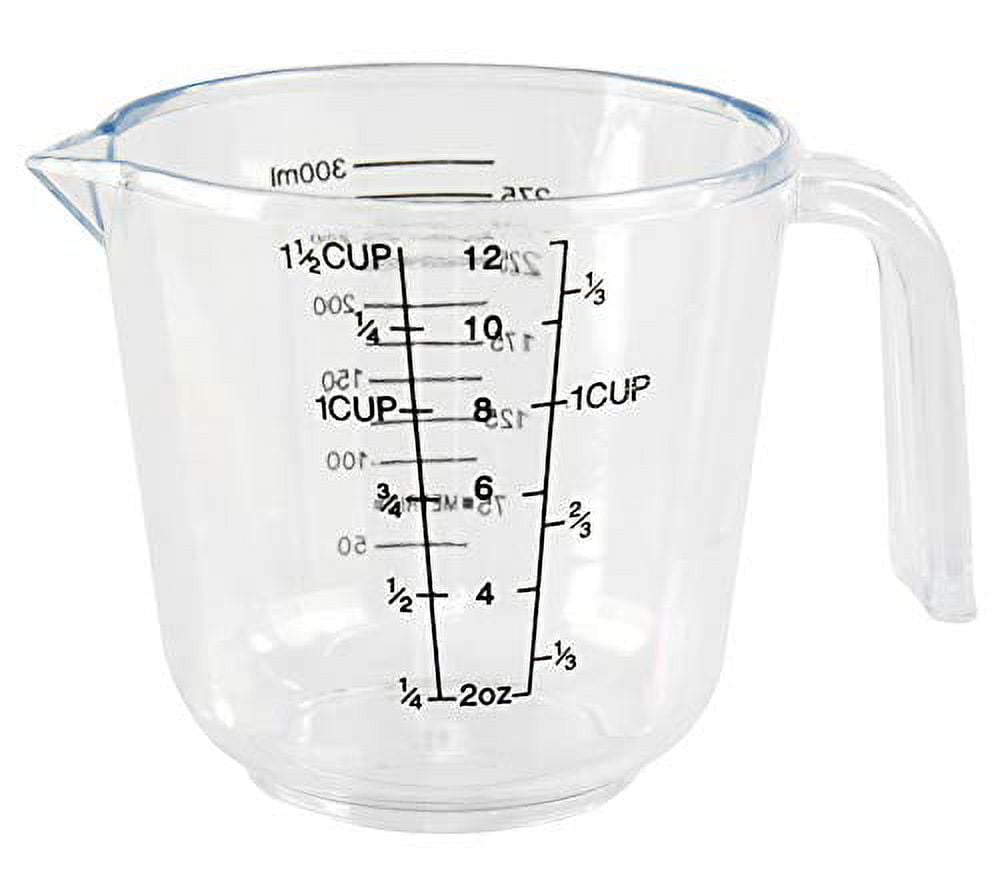 1 Extra Lrg 4-Cup - Clear Plastic Measuring Cup- Red Grip Handle --MAILED  IN BOX