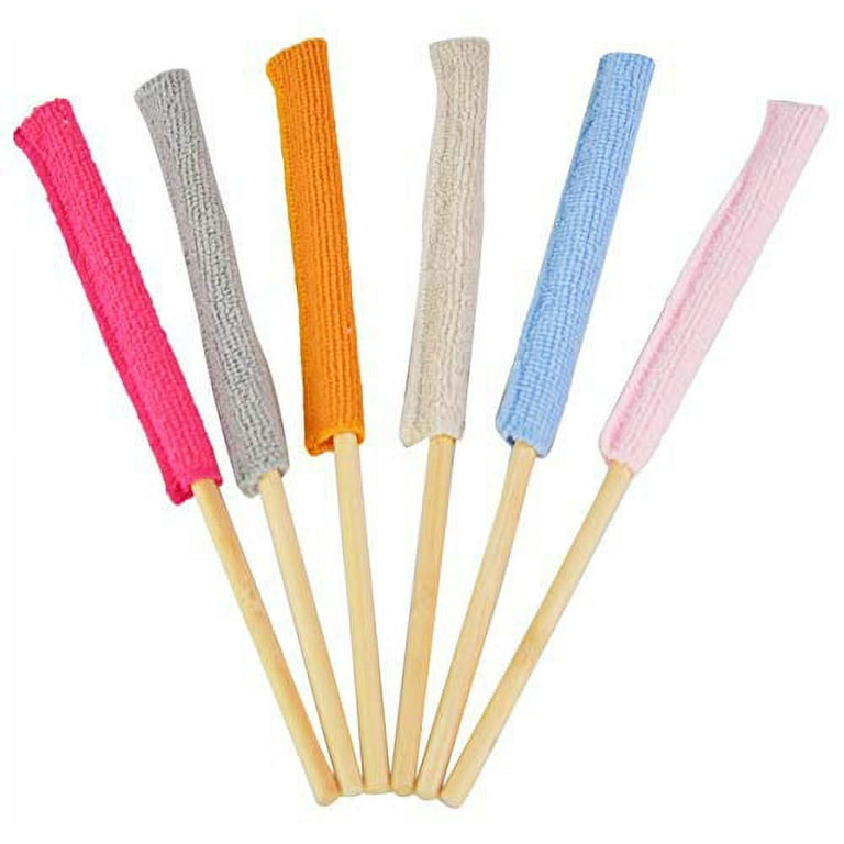 HOME-X Microfiber Dusting Sticks, Multi-Color Detail Dusters for Cleaning  (Set of 6) 10 1/2 L