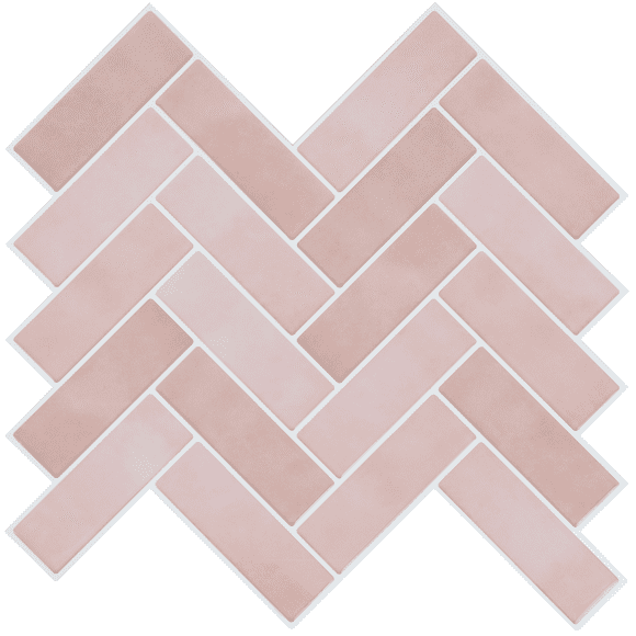 HOMEART Herringbone Peel and Stick Backsplash, 10-Sheet Self Adhesive 3D Stick on Wall Tiles for Kitchen Bathroom (Pink)